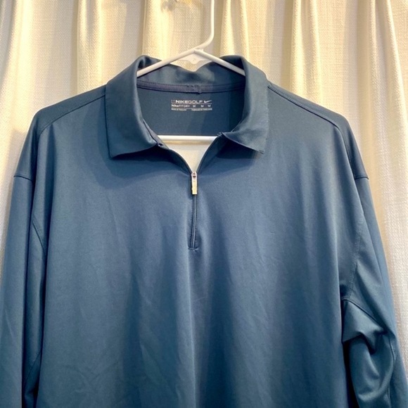 Nike Golf Fit Dry Gray & White Long Sleeve 1/4 Zip Polyester & Spandex Pullover - Picture 2 of 8